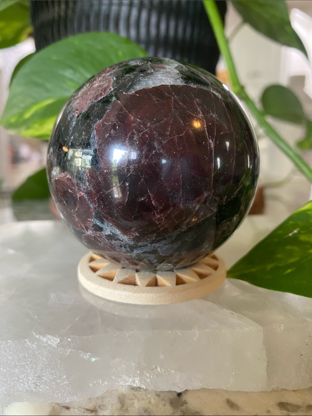 Garnet in Astrophyllite Crystal Sphere - Picture 4 of 6